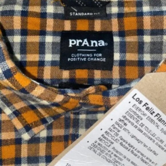 NWT prAna LOS FELIZ Flannel Long Sleeve Shirt Pecan Pie Brown Plaid Small - Picture 4 of 4